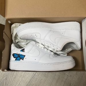 Air Force 1s With Blue Butterfly